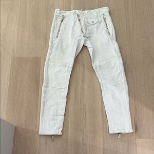 Dsquared2 White Biker Jeans with Zipper Detail – Size 44 (Fits Small)